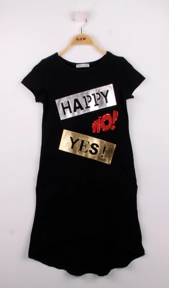 Toontoy Kız Çocuk Yes No Baskılı Elbise - 10