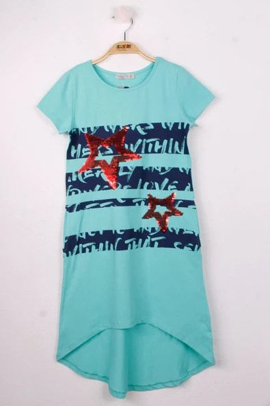 Toontoy Kız Çocuk Yıldız Pullu Elbise - Resim 3