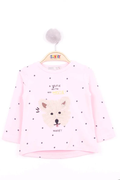Toontoy Kız Bebek Köpek Nakışlı T-Shirt - 12