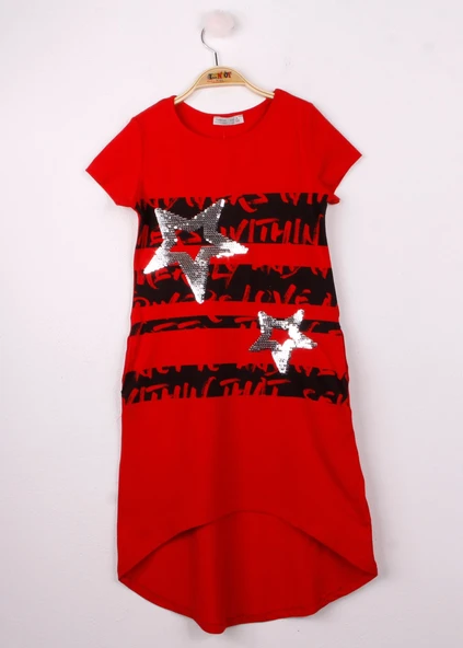 Toontoy Kız Çocuk Yıldız Pullu Elbise - Resim 11