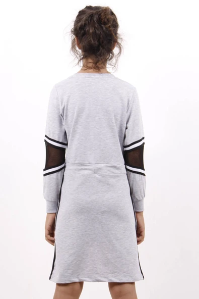 Toontoy Kız Çocuk Göğsü Armalı Şeritli Elbise - Resim 5