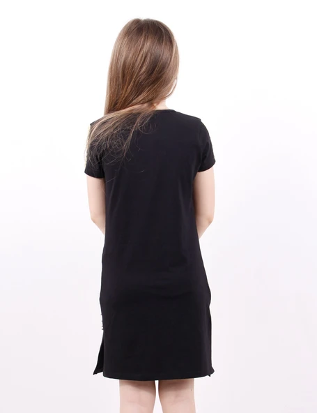 Toontoy Kız Çocuk Yazı inci Taşlı Elbise - Resim 10