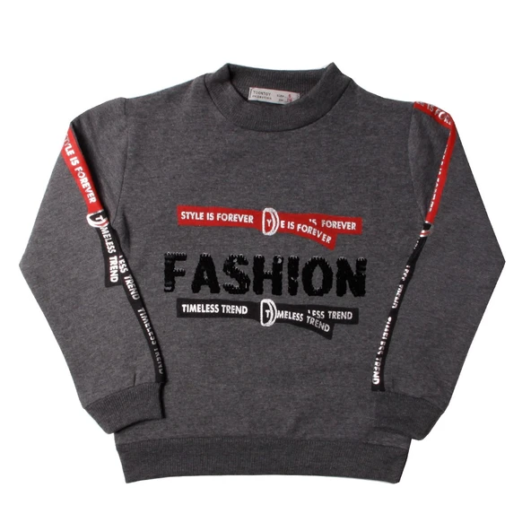 Toontoy Kız Çocuk Sweatshirt Kollari Şeritli Pullu Fashion Nakış - 9