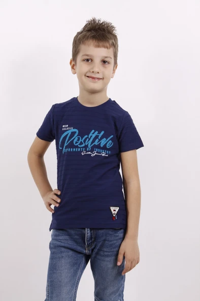 Toontoy Erkek Çocuk Flok Baskılı Örgülü Tişört - 4