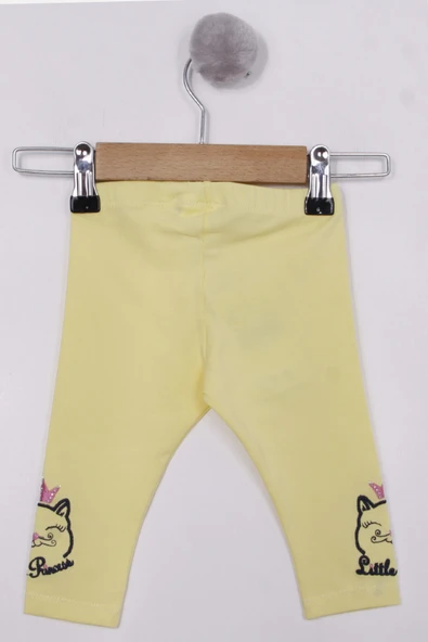 Toontoy Kız Bebek Paça Kedi Nakışlı Tayt - 5