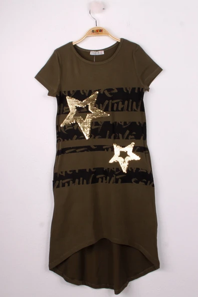 Toontoy Kız Çocuk Yıldız Pullu Elbise - Resim 7