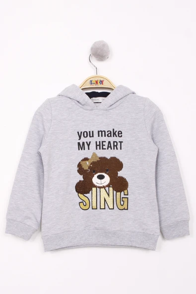 Toontoy Kız Çocuk Pullu Ayıcık Nakışlı Sweatshirt - 3