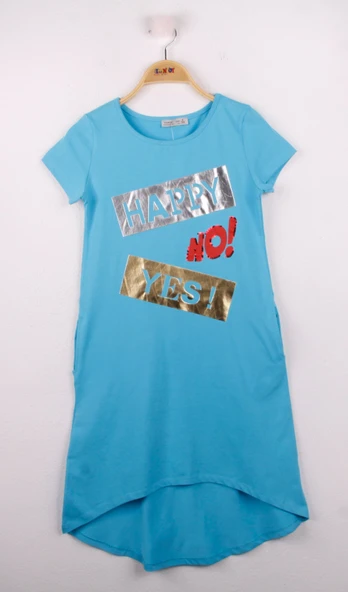 Toontoy Kız Çocuk Yes No Baskılı Elbise - 7