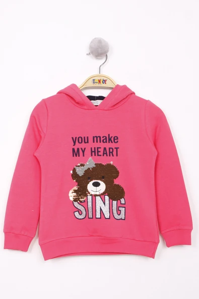Toontoy Kız Çocuk Pullu Ayıcık Nakışlı Sweatshirt - 8
