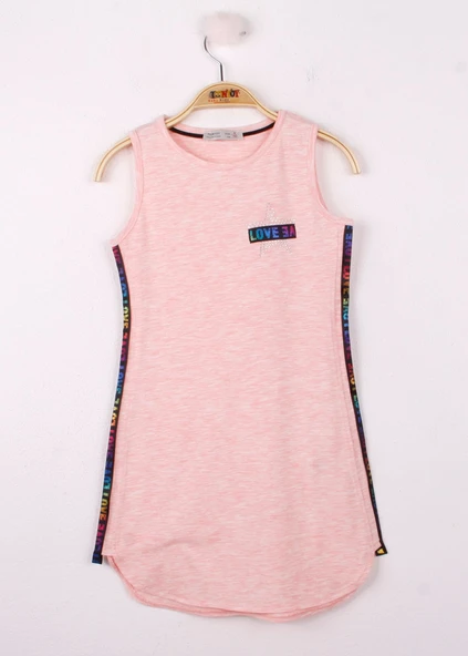 Toontoy Kız Çocuk Göğsü Yıldız Baskılı Sıfır Kol Elbise - Resim 9