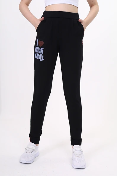 Toontoy Kız Çocuk Eşofman Alt I Rock Roll Kabartma Baskılı - Resim 6