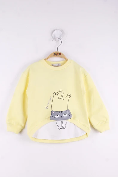 Toontoy Kız Çocuk Kedi Baskılı Sweatshirt - 8