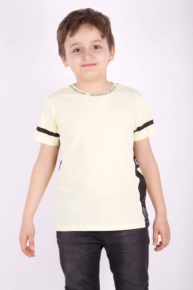 Toontoy Erkek Çocuk Yaka ve Arkası Baskı Detaylı Tişört