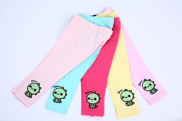 Toontoy Kız Çocuk Dino Nakışlı Tayt - 10