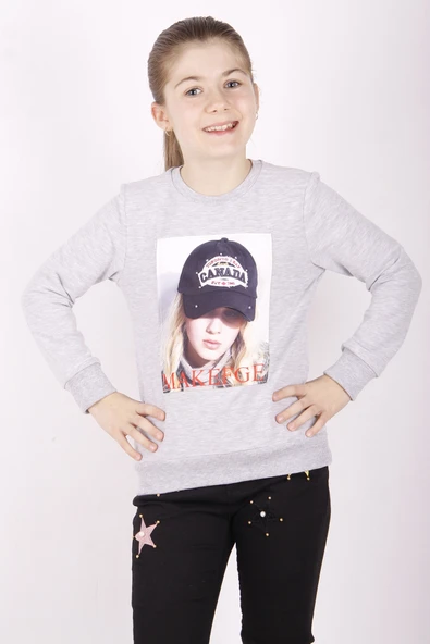 Toontoy Kız Çocuk Şapkası 3D Baskılı Sweatshirt - 10