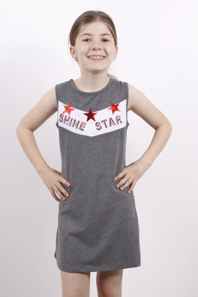 Toontoy Kız Çocuk Yıldız Varaklı Elbise ürün görseli