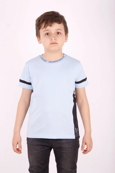 Toontoy Erkek Çocuk Yaka ve Arkası Baskı Detaylı Tişört - 4