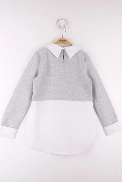 Toontoy Kız Çocuk Gömlek Detaylı Yakası İncili Okul Sweatshirt - 5