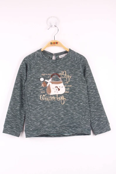 Toontoy Kız Çocuk Çanta Nakışlı Sweatshirt - 2