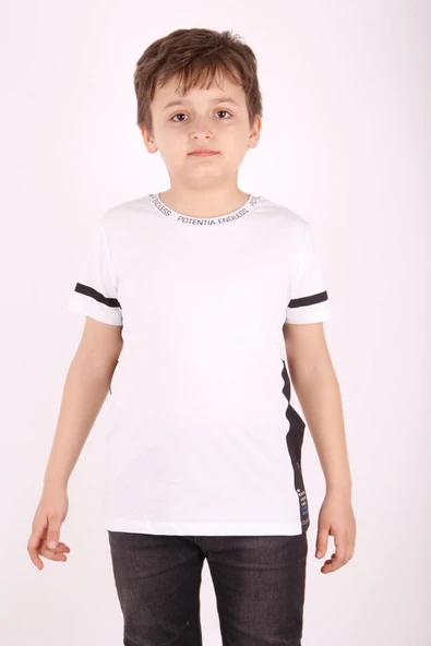Toontoy Erkek Çocuk Yaka ve Arkası Baskı Detaylı Tişört - 10
