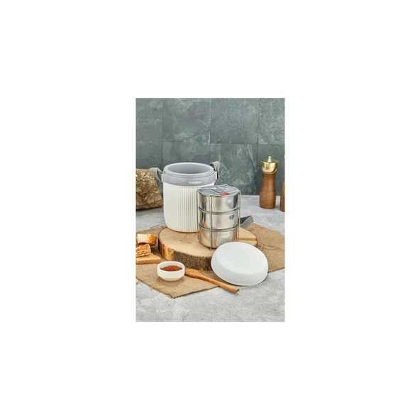 COOKER YEMEK TERMOSU BEYAZ ÇELİK 3 LÜ CKR3147 7981 - 2