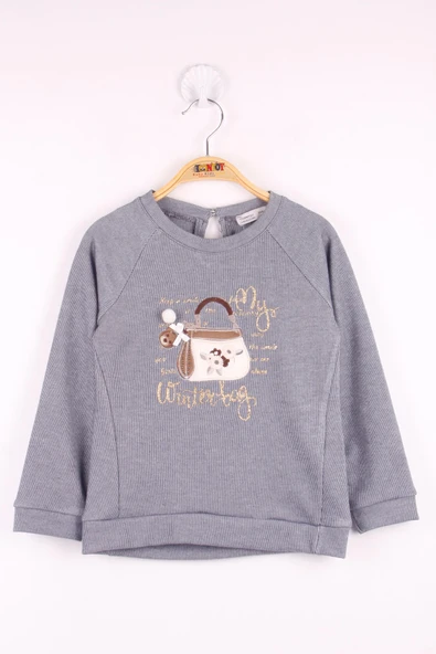 Toontoy Kız Çocuk Çanta Nakışlı Sweatshirt - 4