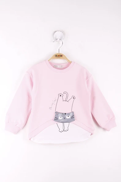 Toontoy Kız Çocuk Kedi Baskılı Sweatshirt - 3
