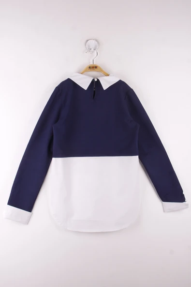 Toontoy Kız Çocuk Gömlek Detaylı Yakası İncili Okul Sweatshirt - 2