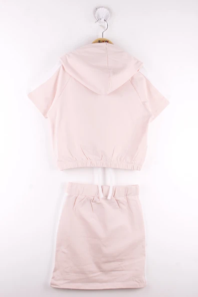 Toontoy Kız Çocuk BE WILD Baskılı Kapüşonlu Etekli Takım - Resim 6