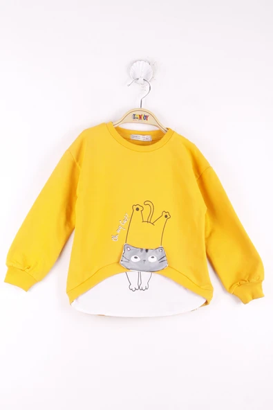 Toontoy Kız Çocuk Kedi Baskılı Sweatshirt - 7