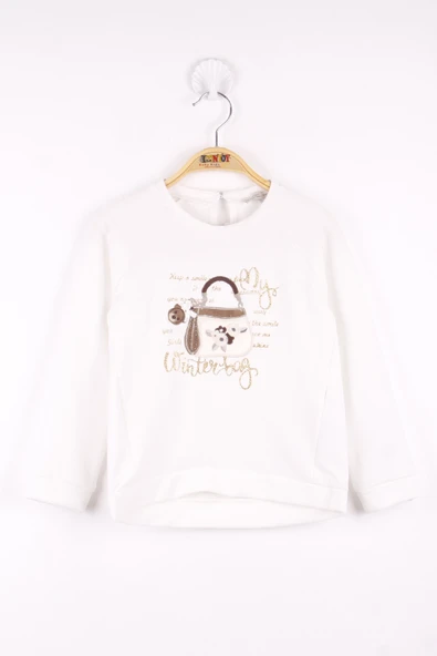 Toontoy Kız Çocuk Çanta Nakışlı Sweatshirt - 2
