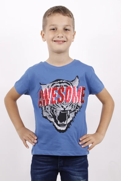 Toontoy Erkek Çocuk Awesome Pul Nakışlı T-Shirt - 7