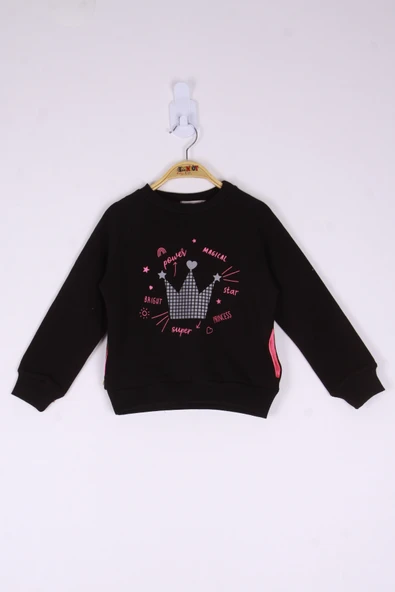Toontoy Kız Çocuk Taç Baskılı Sweatshirt - Resim 2