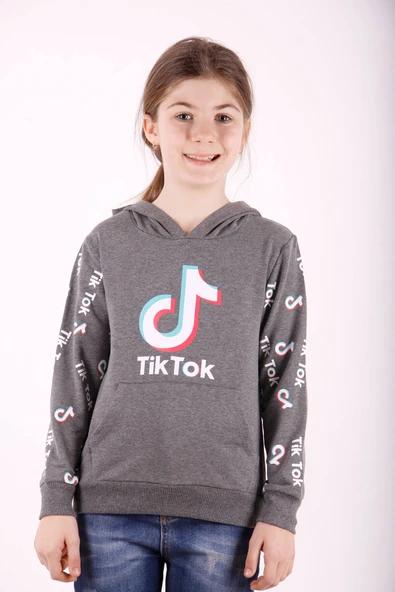 Toontoy Kız Çocuk Cepli Kapüşonlu Sweatshirt