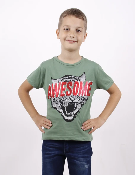 Toontoy Erkek Çocuk Awesome Pul Nakışlı T-Shirt - 2