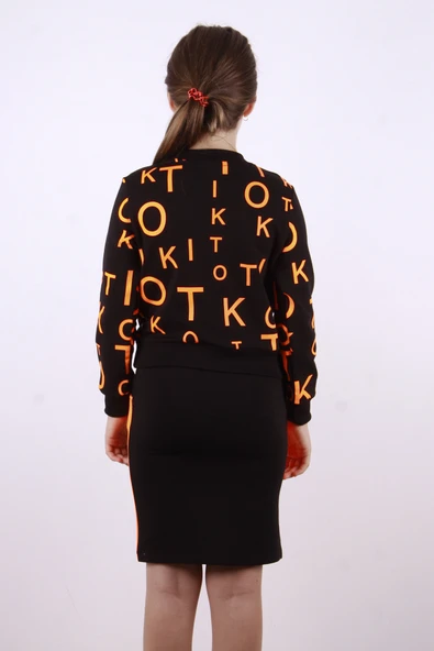 Toontoy Kız Çocuk Tiktok Baskılı Etekli Takım - Resim 9