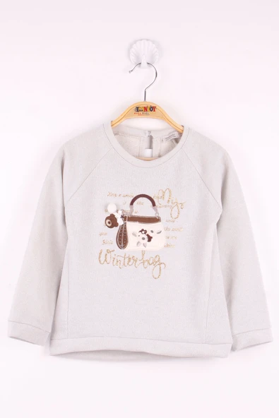 Toontoy Kız Çocuk Çanta Nakışlı Sweatshirt - 2