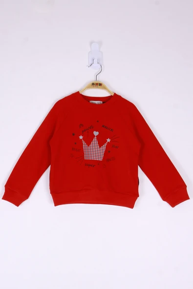 Toontoy Kız Çocuk Taç Baskılı Sweatshirt - Resim 9