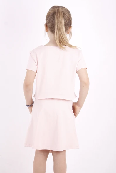 Toontoy Kız Çocuk Cepli Baskılı Etekli Takım - Resim 2