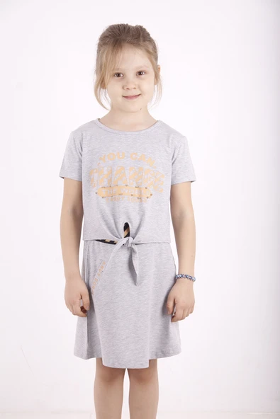 Toontoy Kız Çocuk Cepli Baskılı Etekli Takım - Resim 6