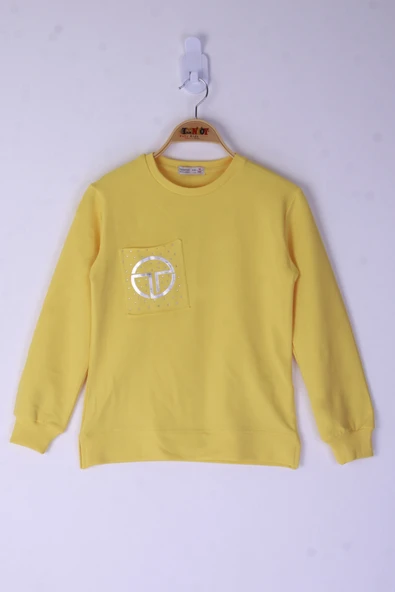 Toontoy Kız Çocuk Cebi Arma Baskılı Sweatshirt - Resim 9