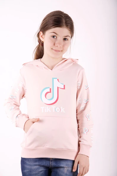 Toontoy Kız Çocuk Cepli Kapüşonlu Sweatshirt - Resim 2