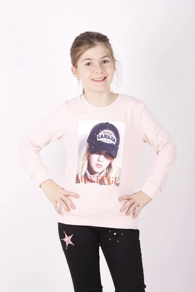 Toontoy Kız Çocuk Şapkası 3D Baskılı Sweatshirt - 7