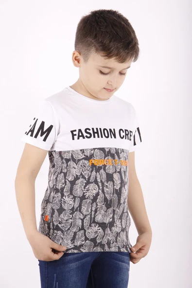 Toontoy Erkek Çocuk Fashion Crew Baskılı Garnili Tişört - 3