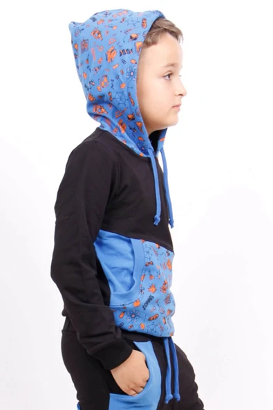 Toontoy Erkek Çocuk Kapüşonlu School Baskılı Sweathirt - 5