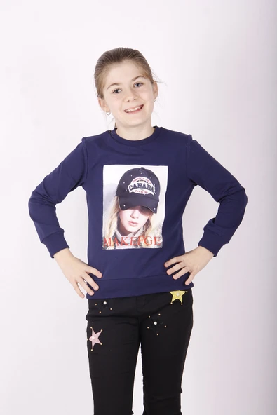 Toontoy Kız Çocuk Şapkası 3D Baskılı Sweatshirt