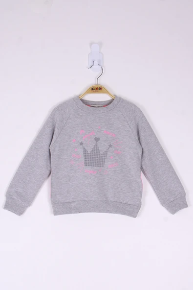 Toontoy Kız Çocuk Taç Baskılı Sweatshirt - Resim 4