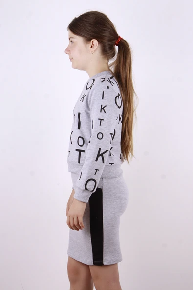 Toontoy Kız Çocuk Tiktok Baskılı Etekli Takım - Resim 6