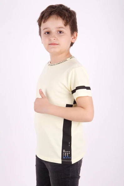Toontoy Erkek Çocuk Yaka ve Arkası Baskı Detaylı Tişört - 2