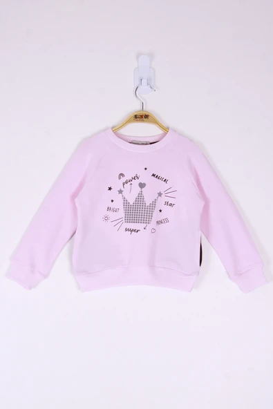 Toontoy Kız Çocuk Taç Baskılı Sweatshirt - Resim 8